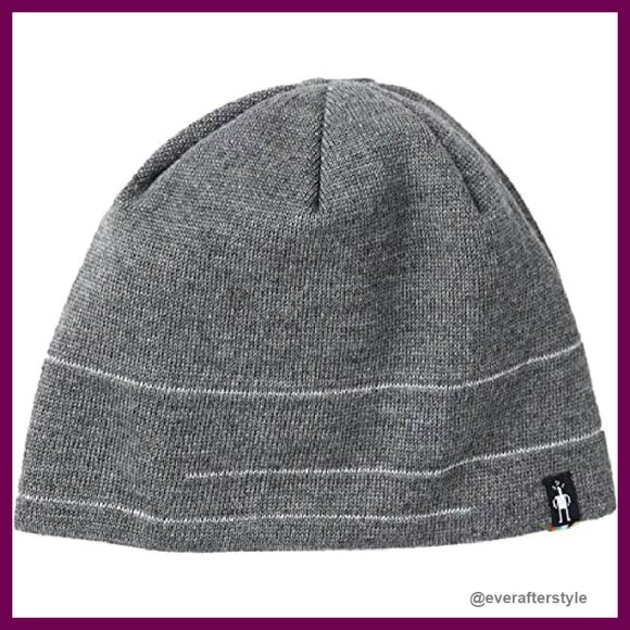 Reflective Merino Wool Skull Cap Minimal Classic Athletic Winter Beanie - Picture 2 of 4